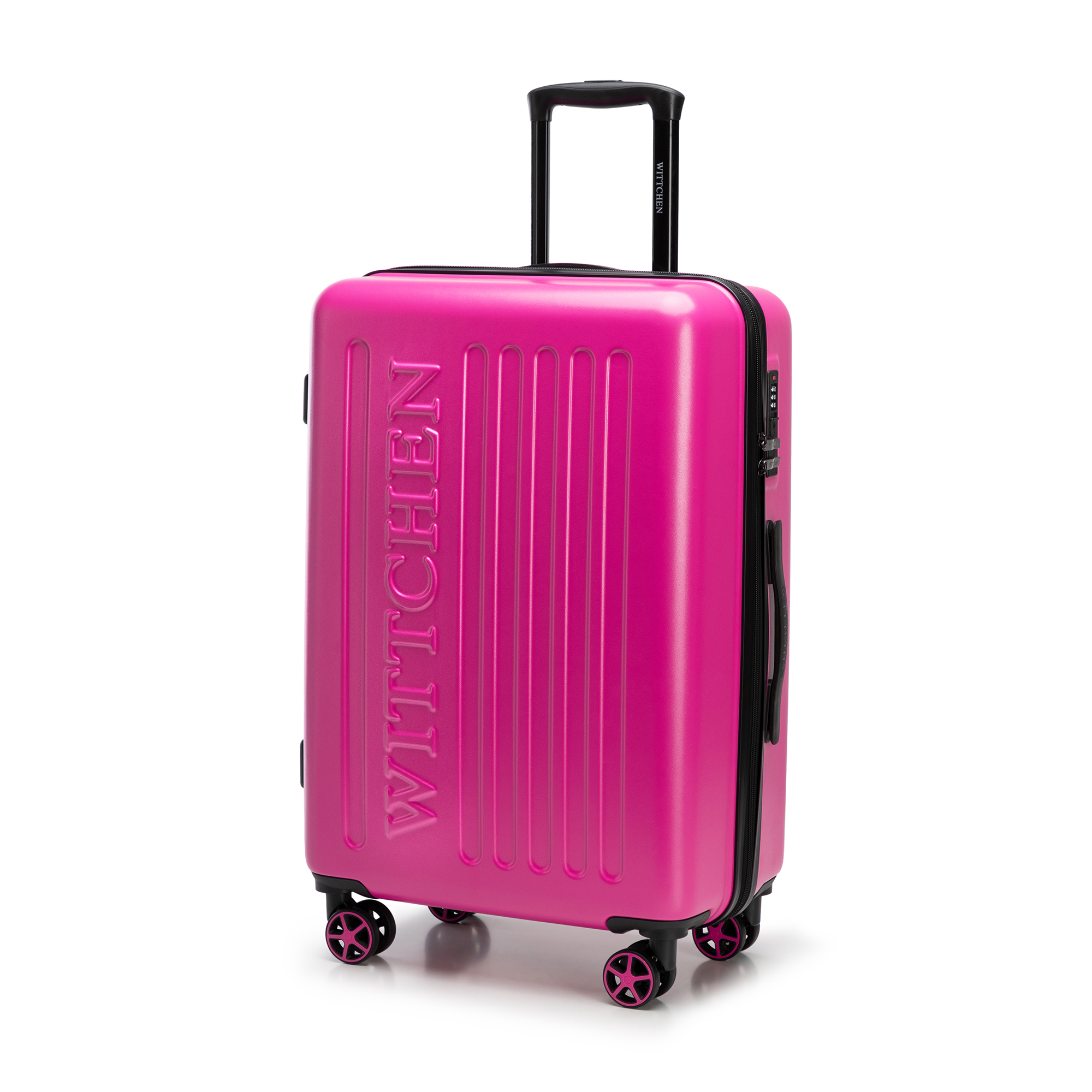 Stredný kufor z ABS s vyrazeným logom fuchsia 56-3A-502-34, Vyberte variant fuksia