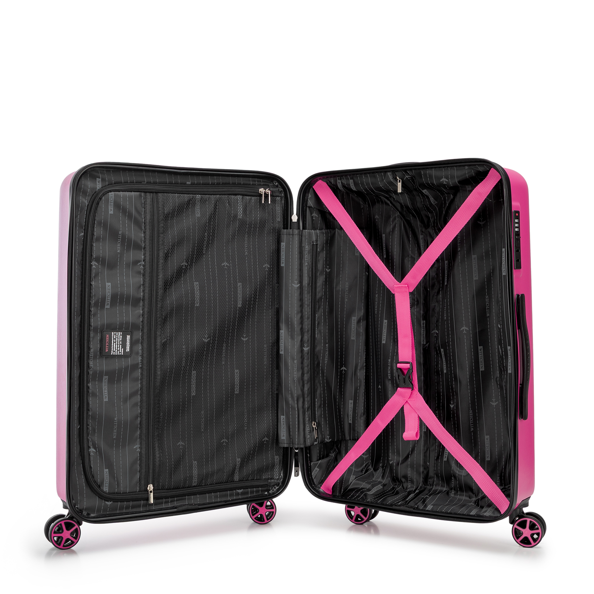 Stredný kufor z ABS s vyrazeným logom fuchsia 56-3A-502-34, Vyberte variant fuksia