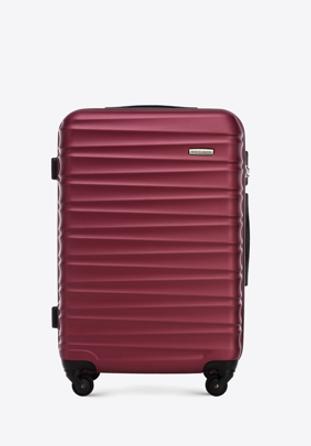Średnia walizka z ABS-u z żebrowaniem, bordowy, 56-3A-312-31, Zdjęcie 1