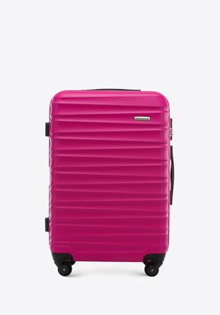 Średnia walizka z ABS-u z żebrowaniem różowa