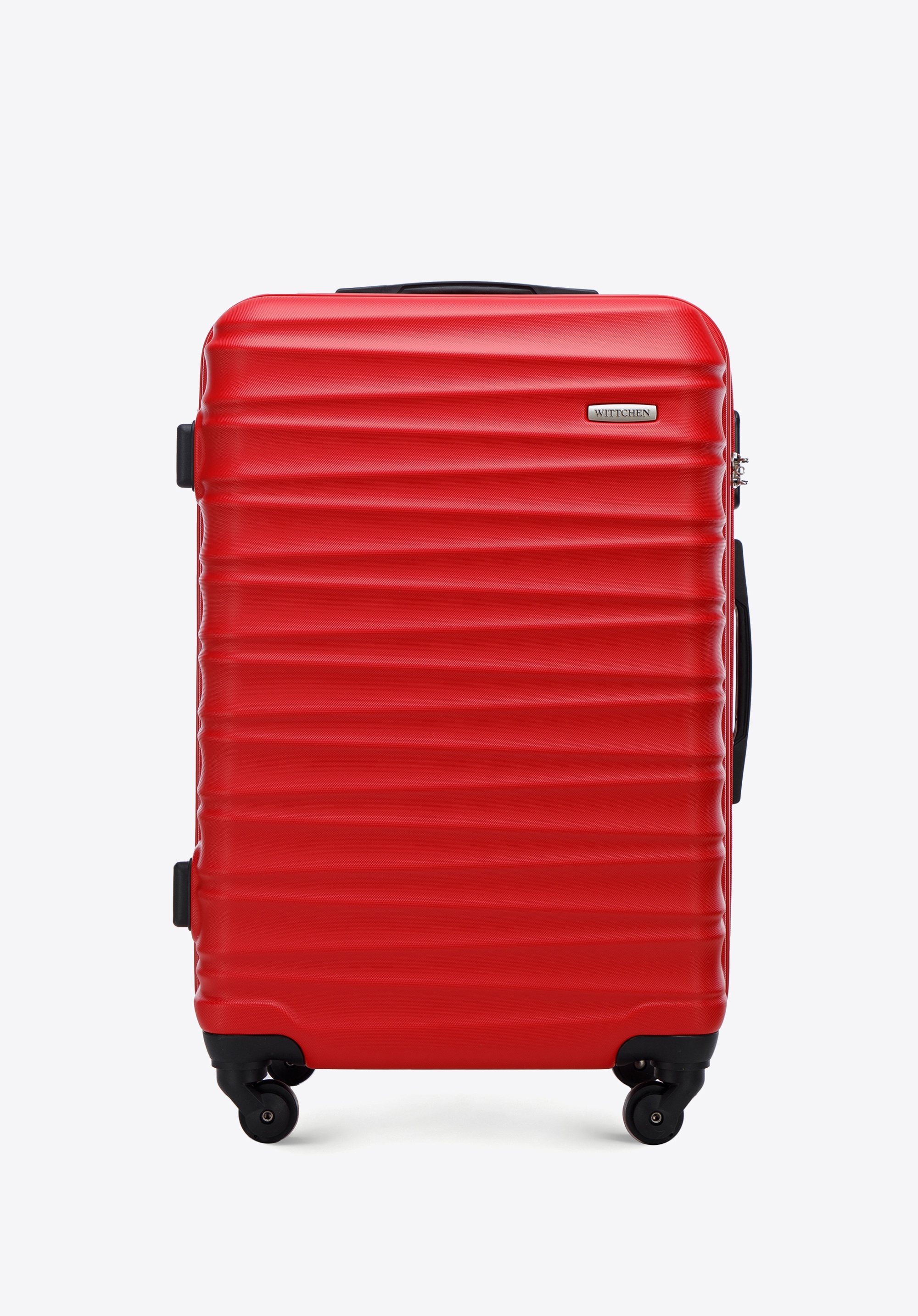 Średnia walizka z ABS-u z żebrowaniem, czerwony, 56-3A-312-35, Zdjęcie 1