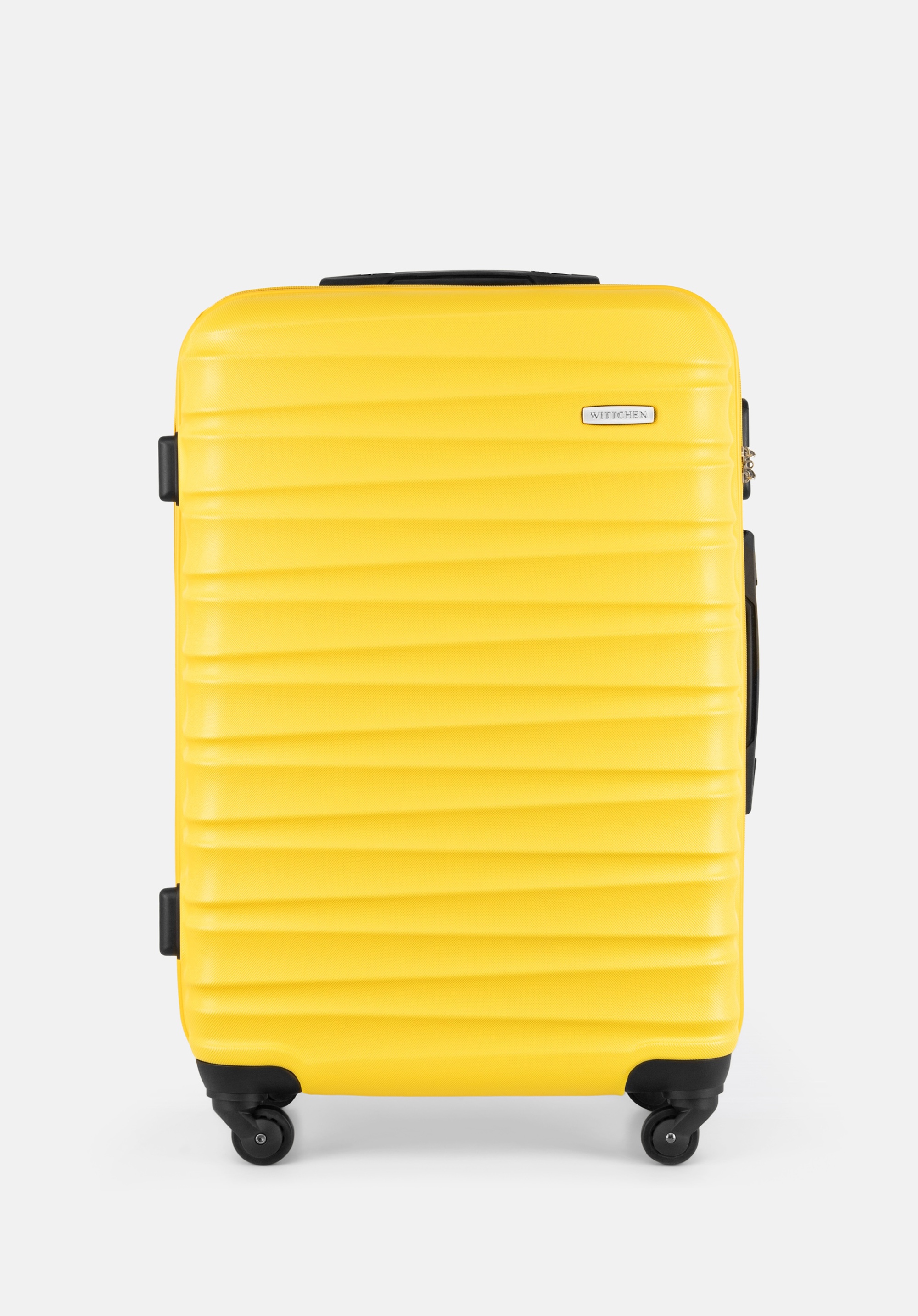 Średnia walizka z ABS-u z żebrowaniem, żółty, 56-3A-312-50, Zdjęcie 1