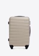 Średnia walizka z ABS-u z żebrowaniem, beżowy, 56-3A-312-34, Zdjęcie 1