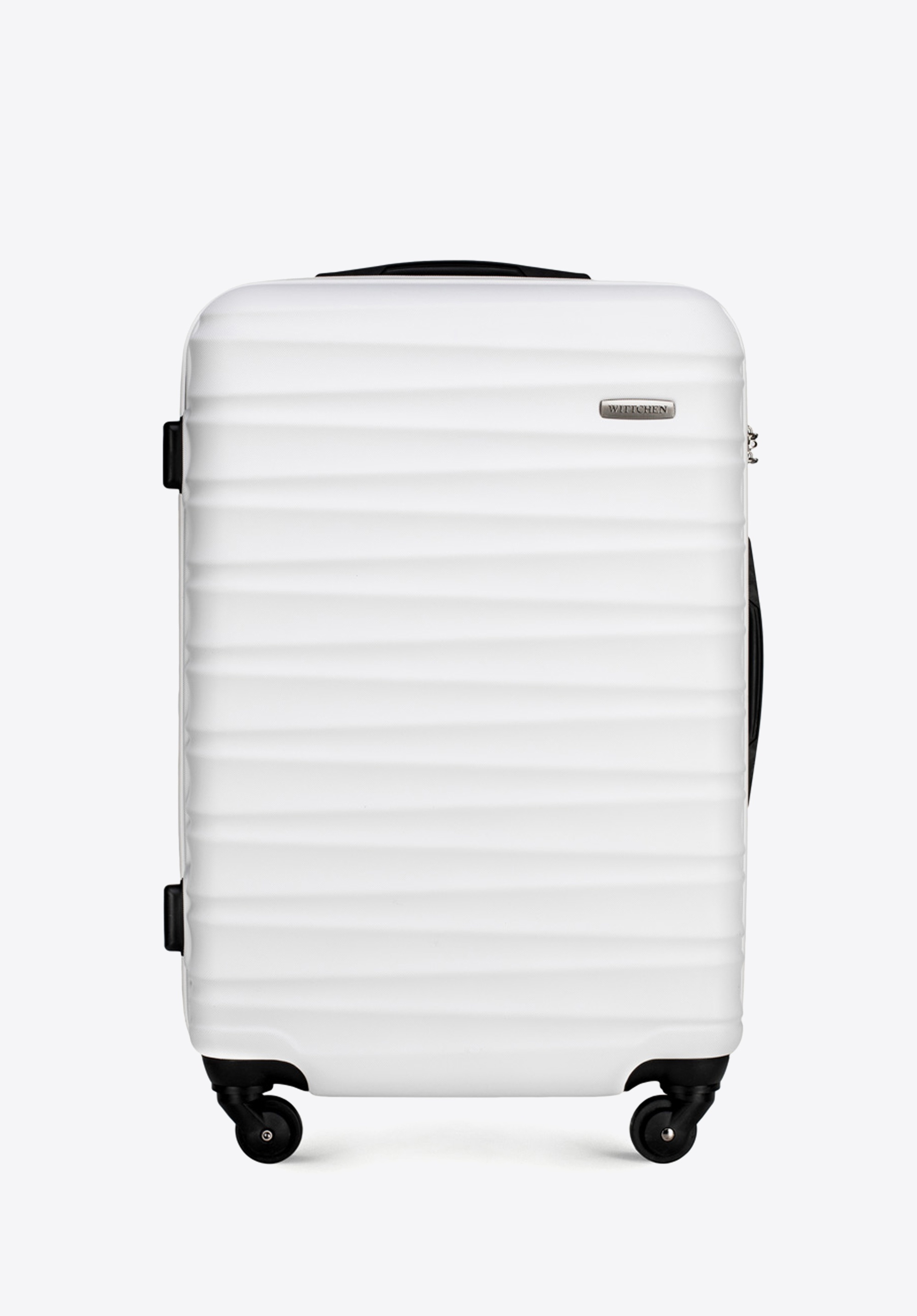 Średnia walizka z ABS-u z żebrowaniem, biały, 56-3A-312-89, Zdjęcie 1