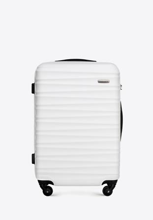 Średnia walizka z ABS-u z żebrowaniem biała