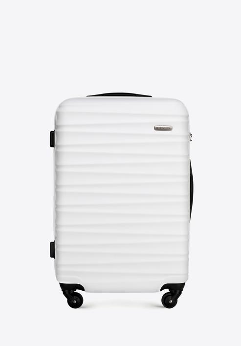 Średnia walizka z ABS-u z żebrowaniem, biały, 56-3A-312-89, Zdjęcie 1