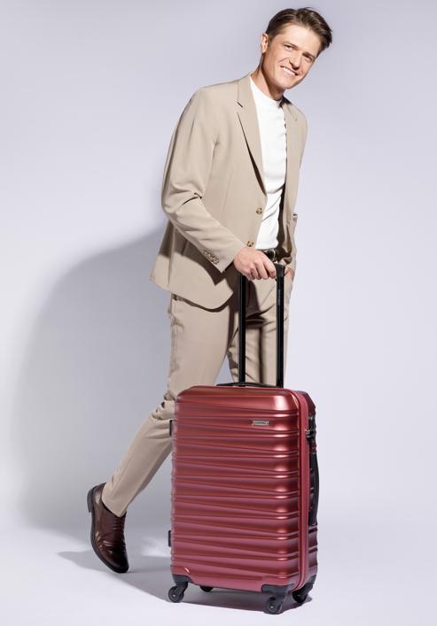 Średnia walizka z ABS-u z żebrowaniem, bordowy, 56-3A-312-35, Zdjęcie 15