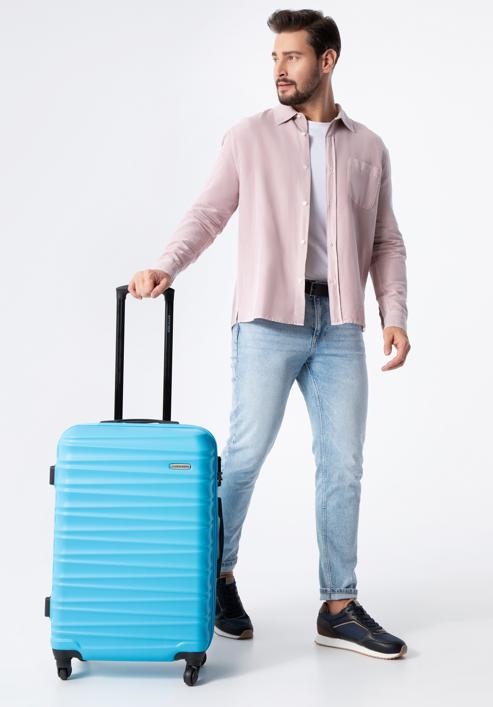 Średnia walizka z ABS-u z żebrowaniem, niebieski, 56-3A-312-89, Zdjęcie 15