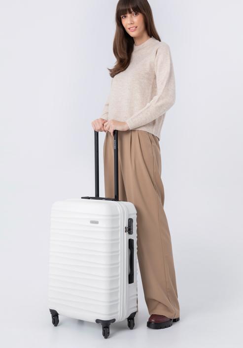 Średnia walizka z ABS-u z żebrowaniem, biały, 56-3A-312-89, Zdjęcie 15