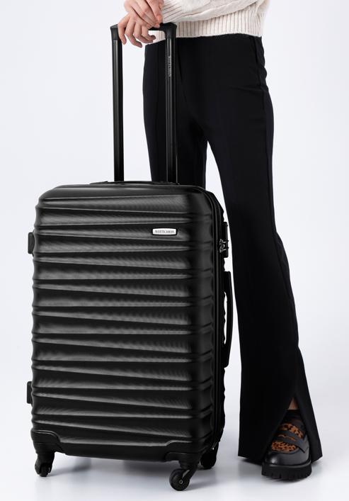 Średnia walizka z ABS-u z żebrowaniem, czarny, 56-3A-312-31, Zdjęcie 16