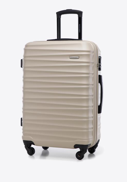 Średnia walizka z ABS-u z żebrowaniem, beżowy, 56-3A-312-34, Zdjęcie 4