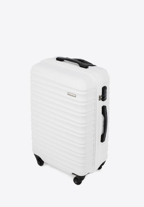 Średnia walizka z ABS-u z żebrowaniem, biały, 56-3A-312-34, Zdjęcie 4