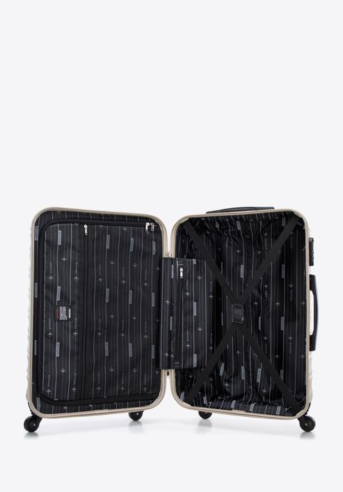 Średnia walizka z ABS-u z żebrowaniem, beżowy, 56-3A-312-55, Zdjęcie 5