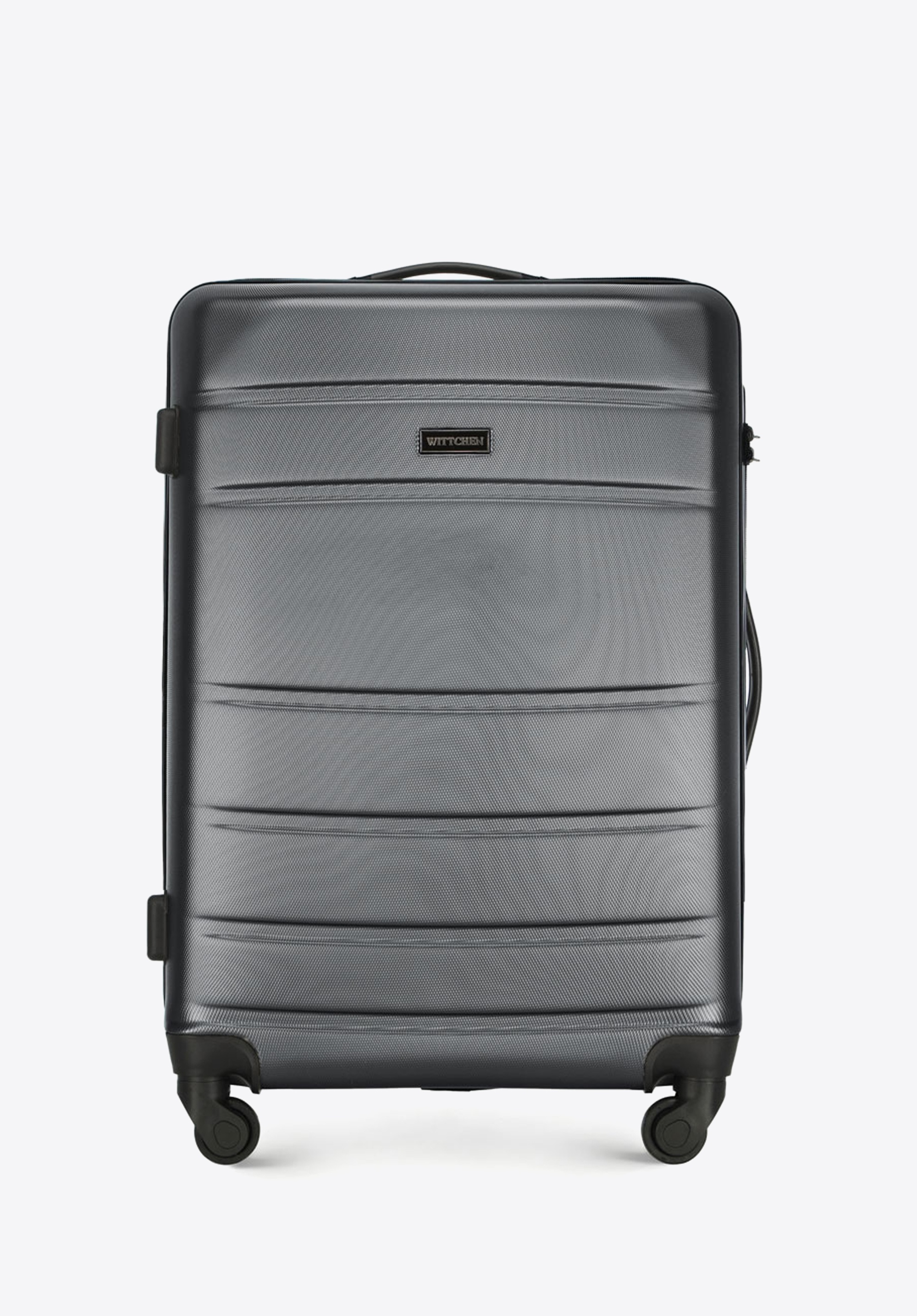 Średnia walizka z ABS-u żłobiona, szary, 56-3A-652-01, Zdjęcie 1