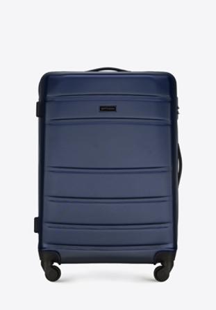 Średnia walizka z ABS-u żłobiona, granatowy, 56-3A-652-90, Zdjęcie 1