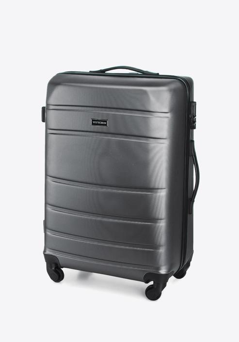 Średnia walizka z ABS-u żłobiona, szary, 56-3A-652-01, Zdjęcie 4