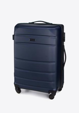 Średnia walizka z ABS-u żłobiona, granatowy, 56-3A-652-90, Zdjęcie 1