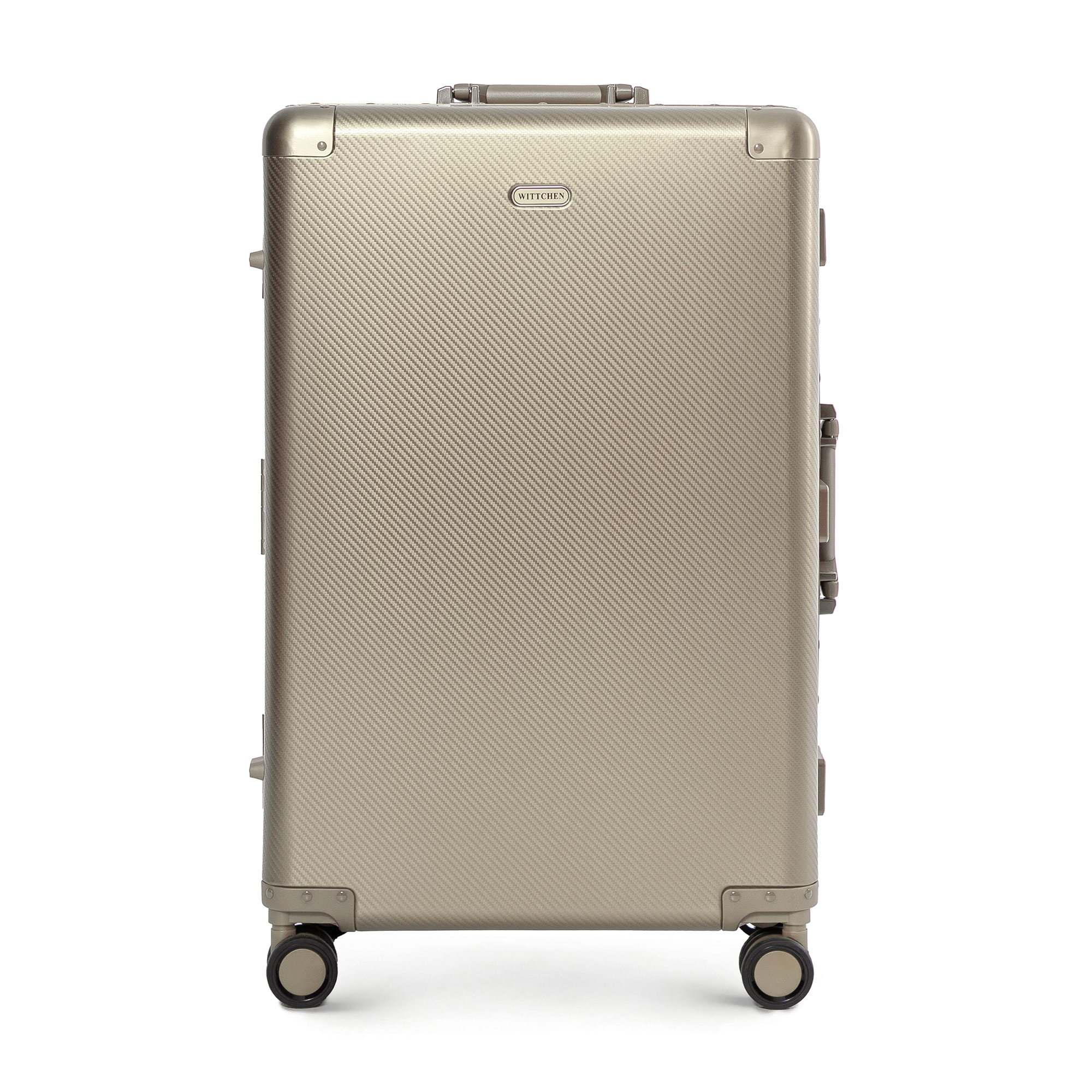 Stredný hliníkový kufor na kolieskach, zlatý 56-3H-102-86M