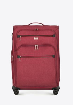 Średnia walizka z kolorowym suwakiem, bordowy, 56-3S-502-31, Zdjęcie 1