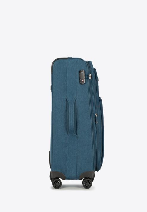 Średnia walizka z kolorowym suwakiem, morski, 56-3S-502-12, Zdjęcie 2