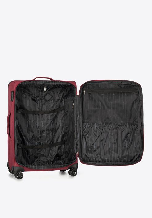 Średnia walizka z kolorowym suwakiem, bordowy, 56-3S-502-12, Zdjęcie 5