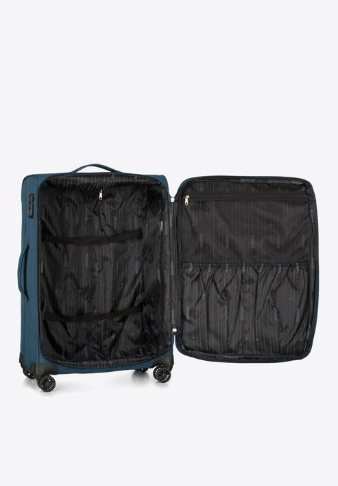Średnia walizka z kolorowym suwakiem, morski, 56-3S-502-31, Zdjęcie 5