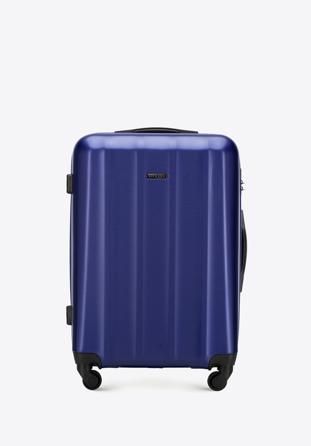 Średnia walizka z polikarbonu fakturowana niebieska
