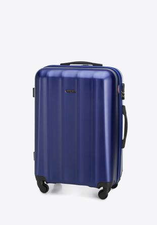 Średnia walizka z polikarbonu fakturowana niebieska