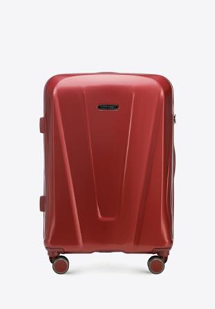 Średnia walizka z polikarbonu geometryczna, bordowy, 56-3P-122-36, Zdjęcie 1
