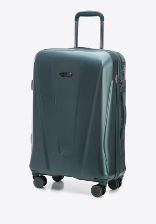 Średnia walizka z polikarbonu geometryczna zielona