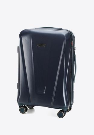 Średnia walizka z polikarbonu geometryczna, granatowy, 56-3P-122-91, Zdjęcie 1