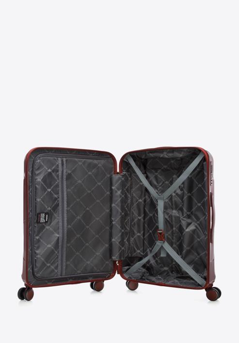 Średnia walizka z polikarbonu geometryczna, bordowy, 56-3P-122-86, Zdjęcie 5