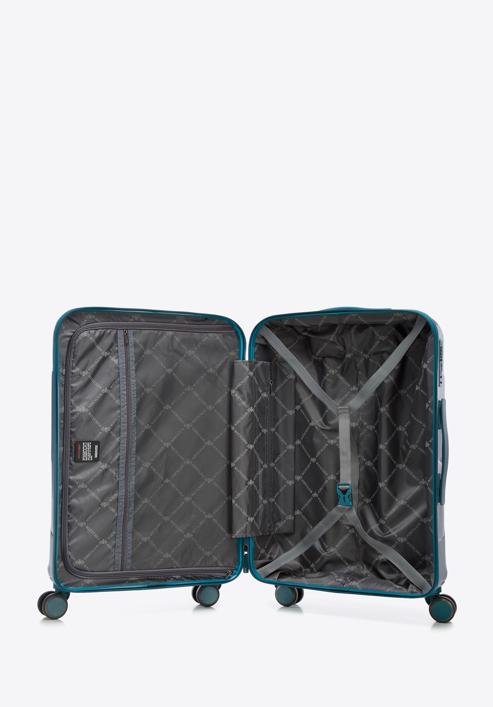 Średnia walizka z polikarbonu geometryczna, niebieski, 56-3P-122-96, Zdjęcie 5