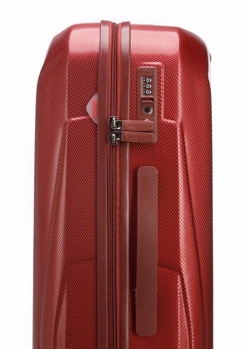 Średnia walizka z polikarbonu geometryczna, bordowy, 56-3P-122-86, Zdjęcie 6