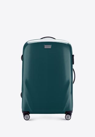 Średnia walizka z polikarbonu jednokolorowa zielona
