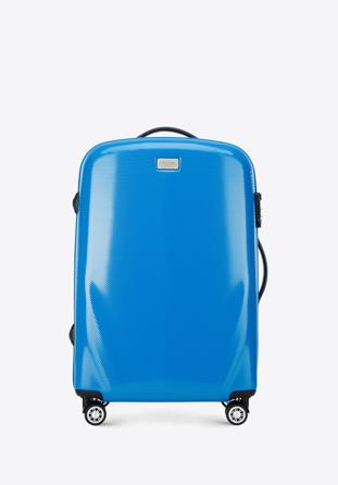 Średnia walizka z polikarbonu jednokolorowa niebieska