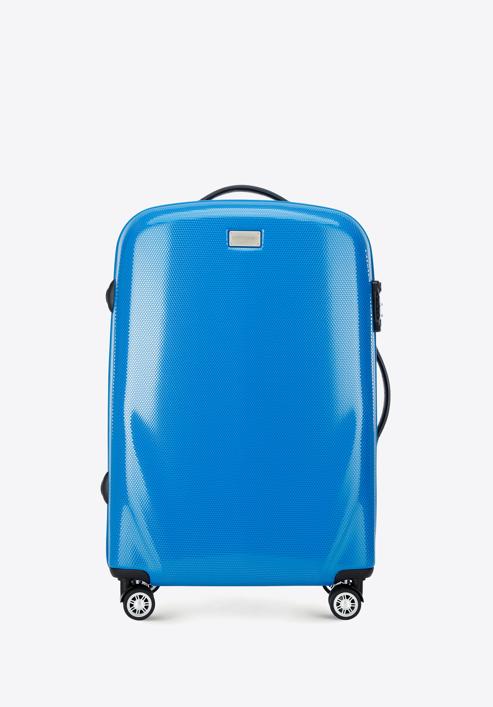 Średnia walizka z polikarbonu jednokolorowa, niebieski, 56-3P-572-90, Zdjęcie 1