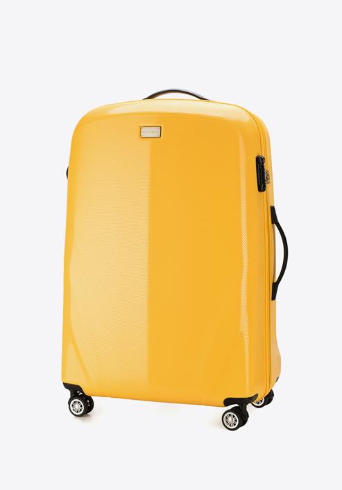 Średnia walizka z polikarbonu jednokolorowa, żółty, 56-3P-572-90, Zdjęcie 4