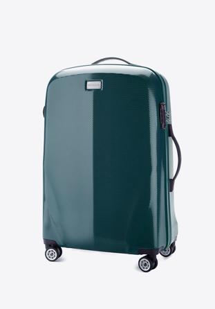 Średnia walizka z polikarbonu jednokolorowa zielona