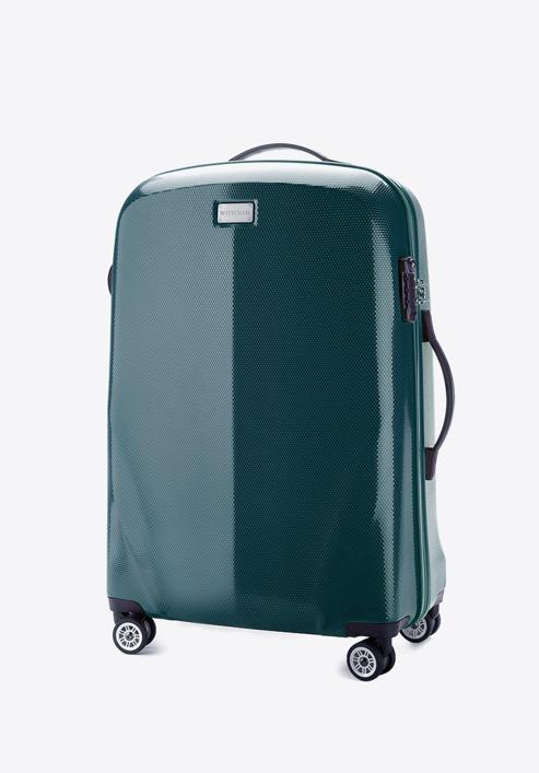 Średnia walizka z polikarbonu jednokolorowa, zielony, 56-3P-572-95, Zdjęcie 4