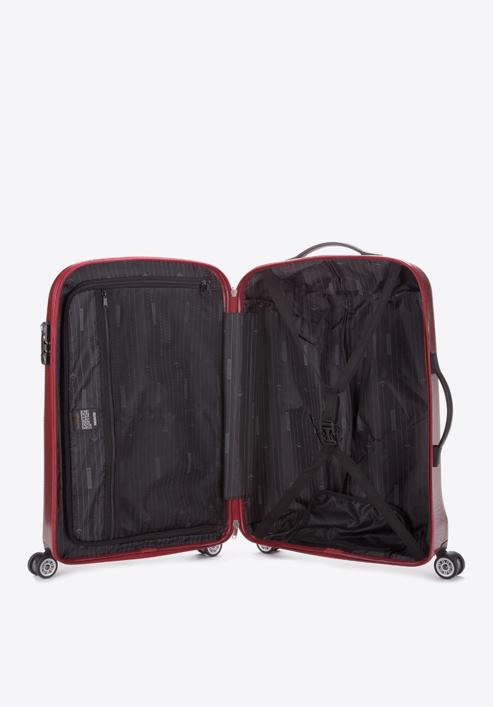 Średnia walizka z polikarbonu jednokolorowa, bordowy, 56-3P-572-35, Zdjęcie 5