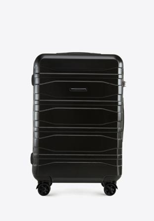 Średnia walizka z polikarbonu nowoczesna, czarny, 56-3P-702-1, Zdjęcie 1