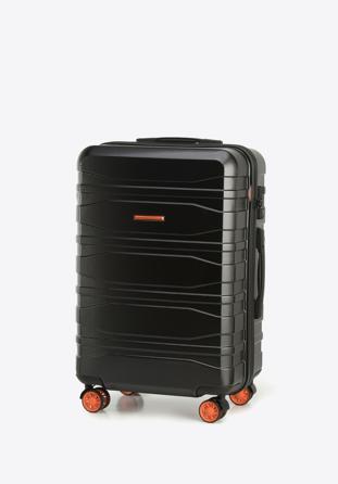 Åšrednia walizka z polikarbonu nowoczesna, czarno-pomaraÅ„czowy, 56-3P-702-10, ZdjÄ™cie 1