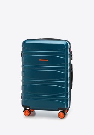 Modern polycarbonate suitcase in medium size, dark turquoise, 56-3P-702-85, Photo 1