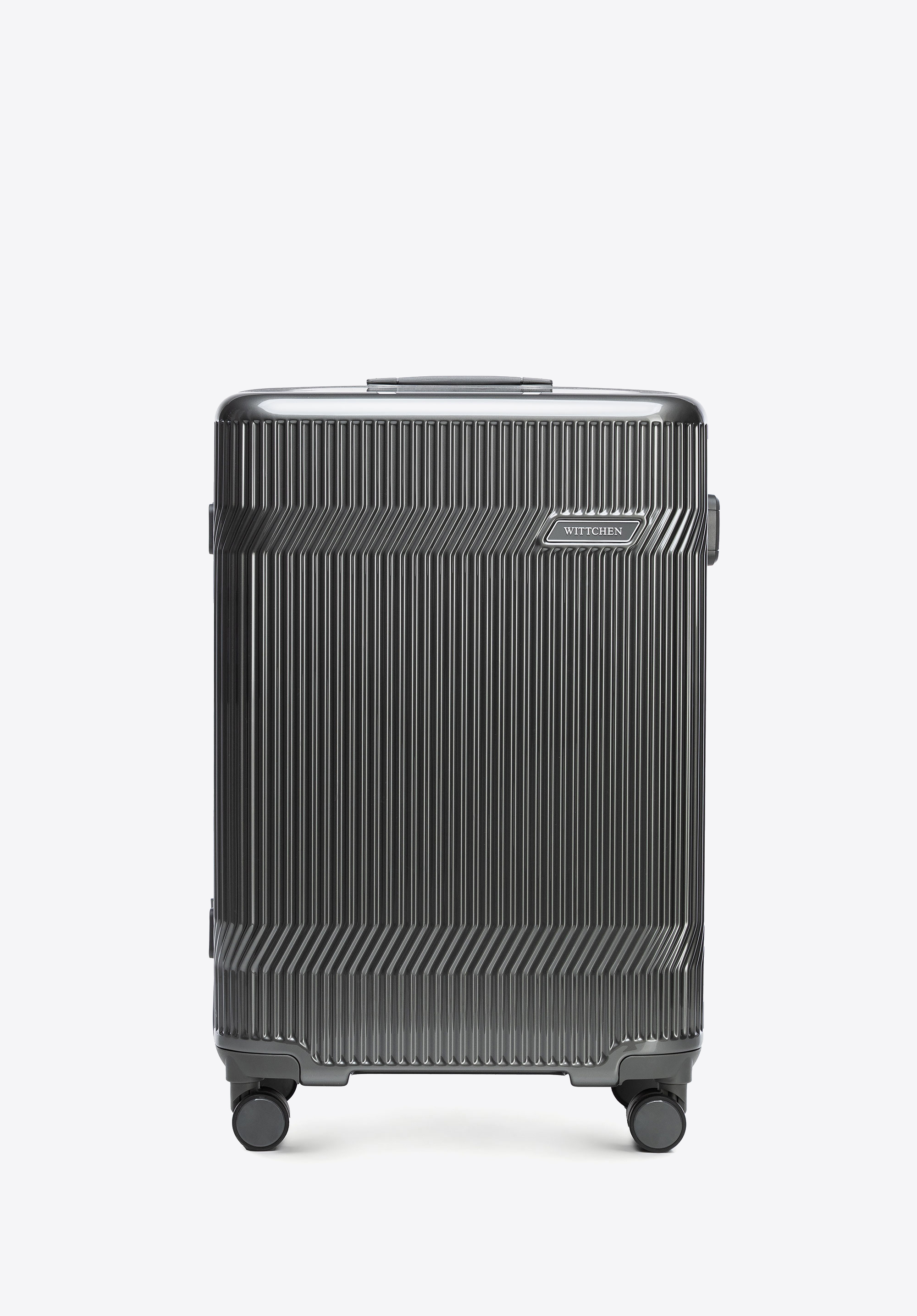 WITTCHEN Średnia walizka z polikarbonu o błyszczącym wykończeniu czarna
