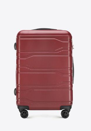 Średnia walizka z polikarbonu tłoczona, czerwony, 56-3P-982-31, Zdjęcie 1