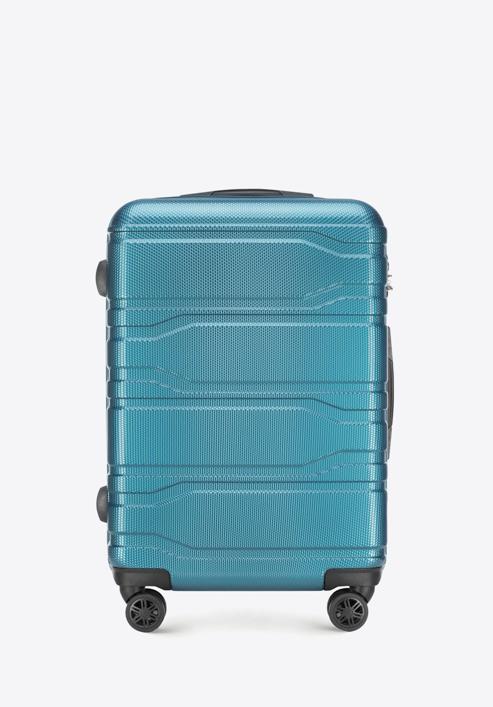 Średnia walizka z polikarbonu tłoczona, niebieski, 56-3P-982-91, Zdjęcie 1