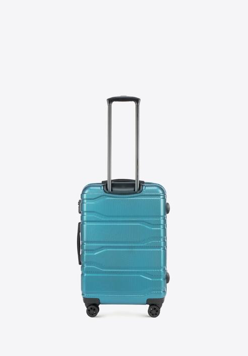 Średnia walizka z polikarbonu tłoczona, niebieski, 56-3P-982-11, Zdjęcie 3