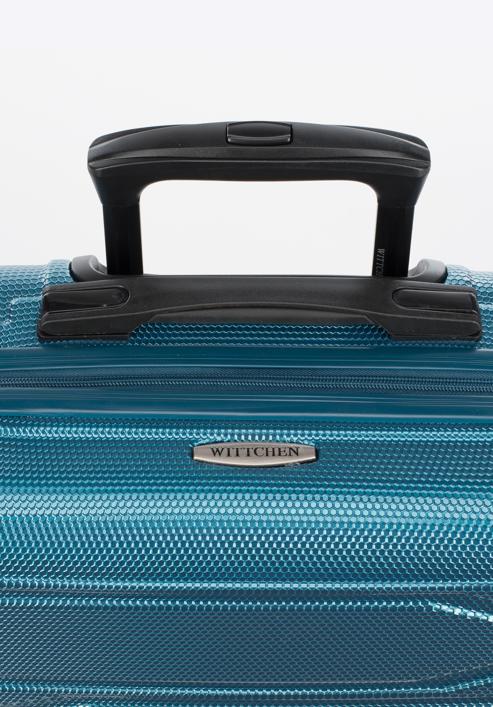 Średnia walizka z polikarbonu tłoczona, niebieski, 56-3P-982-11, Zdjęcie 6