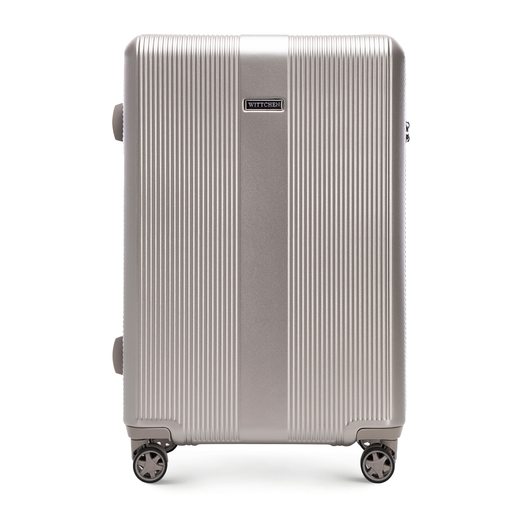 Stredný kufor z polykarbonátu s rebrovaním šampanská farba 56-3P-902-87